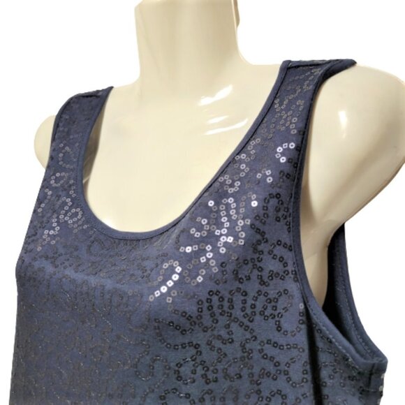 Blue Sleeveless Sequin Shift Dress  Size M - NEW - Picture 3 of 8